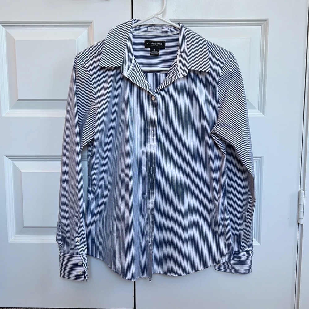 Wrinkle Free Slim Fit Striped Button Down